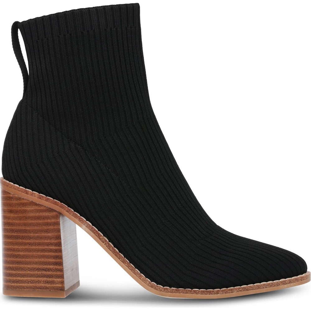 Steven by Steve Madden Nara Stacked Heel Knit Sock Bootie in Black Size 4 - Picture 3 of 14